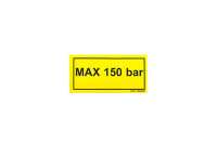 Наклейка желтая "макс.150 бар" давление воды
