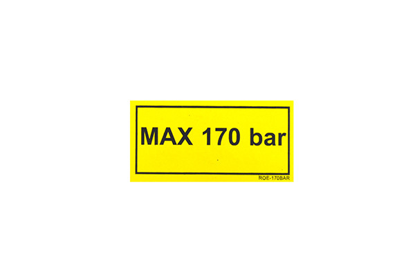 Наклейка желтая "макс.170 бар" давление воды 60 х 30 мм