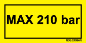Наклейка желтая "max 210 bar" hydr druk 60 x 30 mm