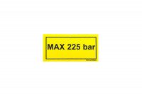 Наклейка желтая "max 225 bar" hydr druk 60 x 30 mm