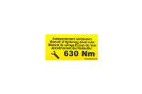 Стикер желтый "Момент затяжки bpw 630 nm" 60 x 30 mm