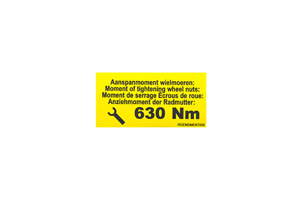 Стикер желтый "Момент затяжки bpw 630 nm" 60 x 30 mm