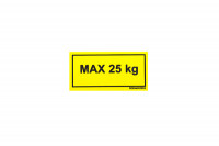Наклейка желтая "макс 25 кг" 60 х 30 мм
