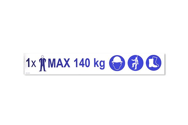 Наклейка баллострады "max 140kg + 3pictogr" 60x400 mm