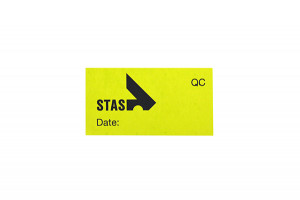 Стикер зеленый "stas qc" 6,5 x 3,5 cm